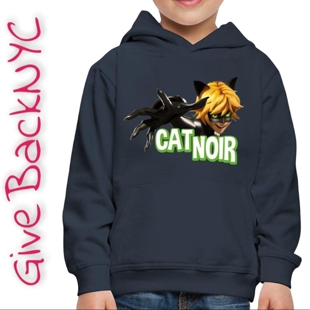 𝅺spreadshirt Miraculous Cat Noir Kids Hoodie size M